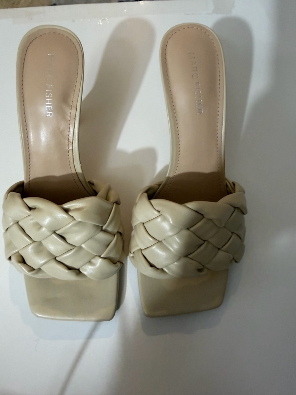 Marc Fisher Braided Slide Sandals in Cream 8.5